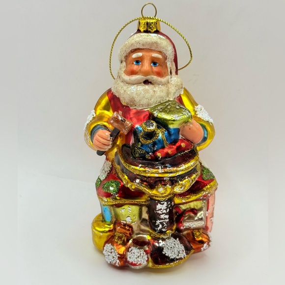 Antique Vintage Glass Christopher Radko Santa Clause Toy Making Ornament 5” - Picture 2 of 5